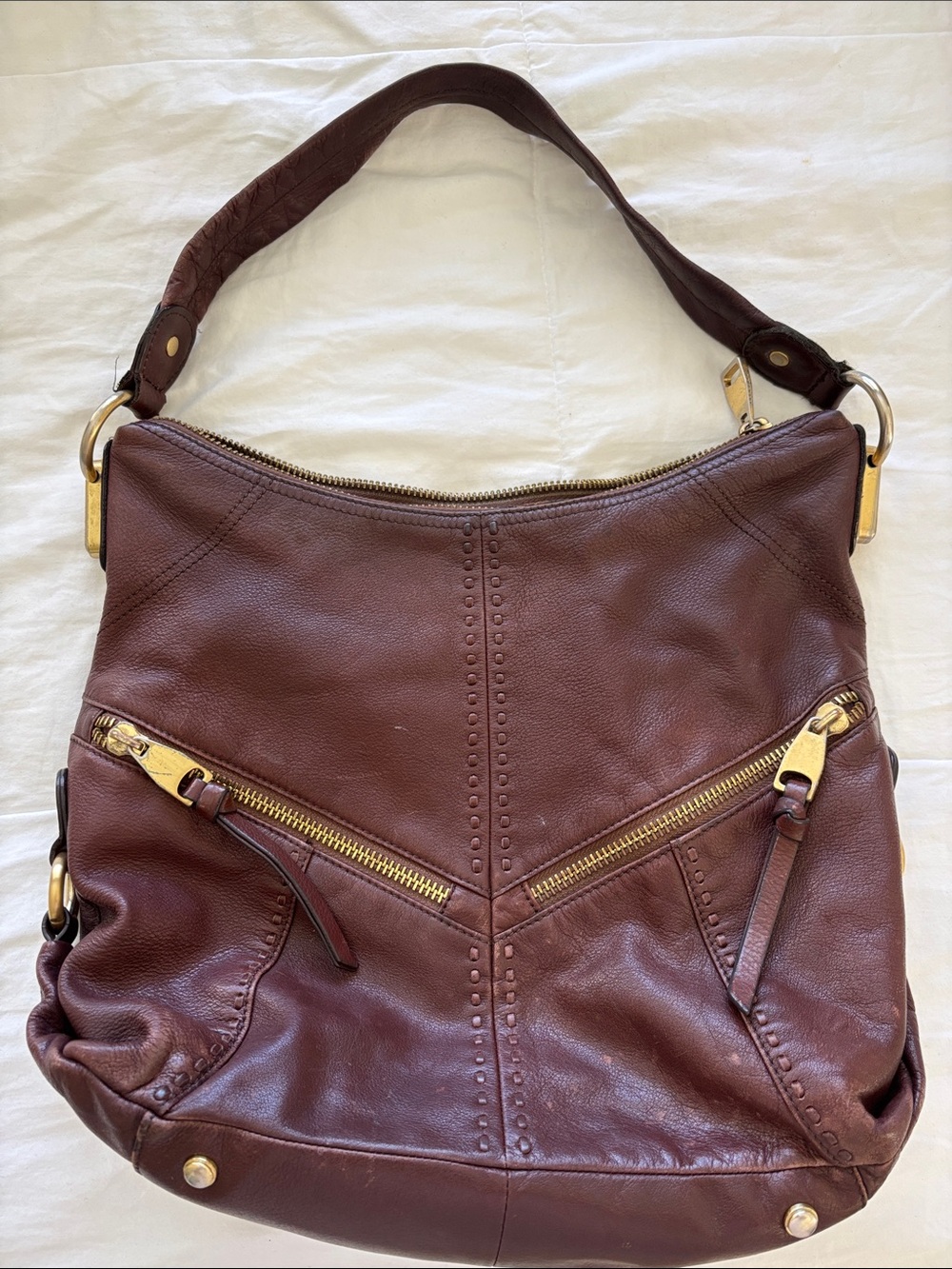 B. Makowsky Brown Leather Hobo Bag